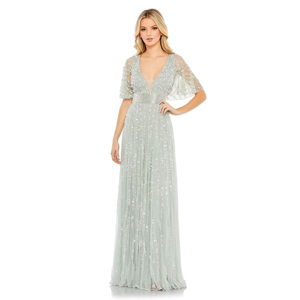 NWT MAC DUGGAL EMBELLISHED V-NECK COLUMN GOWN $798